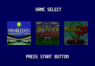 Sega Sports 1 (Wimbledon, Ult.Soccer, Super Monaco) — скриншот Sega Mega Drive