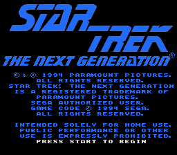 Star Trek - The Next Generation — скриншот Sega Mega Drive